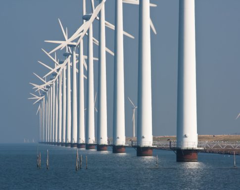 Big windturbines along the Dutch coast
